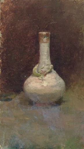 Un vaso con lucertola
